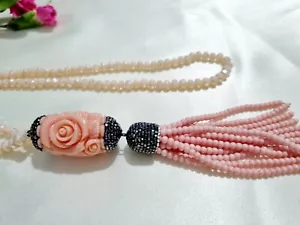 Exquisite Turkish Jewellery Hand Made Necklace, A Blend of Pink & Peach Crystals - Picture 1 of 8