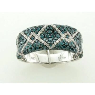 Anillo de cóctel LeVian de oro blanco de 14 quilates G-H VS2 diamantes azules de 1,26 quilates talla 7 Foto 1 de 4