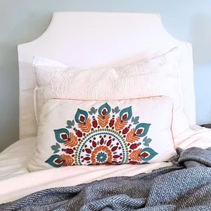 - New/Improved Cotton 'Wrinkle-Free' Cover. Portable Twin XL White Headboard Cus - Picture 1 of 7