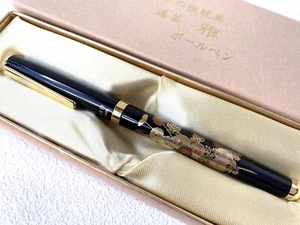 Maki-e Urushi Lacquer Makie Ballpoint Pen Yamanaka lacquerware Autumn Flower Jpn - Picture 1 of 6