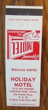 LINCOLN PARK, MICHIGAN MATCHBOOK COVER: HOLIDAY MOTEL EMPTY 1950s MATCHCOVER -D