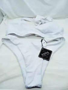 ZAFUL Women Push Up Halter Bikini Set V Neck Self Tie High Cut Two Piece White - Picture 1 of 10