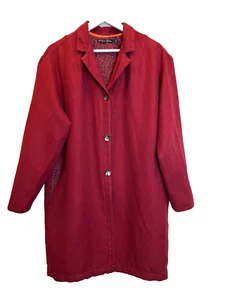 Gudrun Sjoden Size M Burgundy Linen Blend Cotton Lined Trench Coat Button Up - Picture 1 of 20