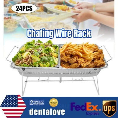 Paquete de 24 estantes de alambre para rozaduras soporte para buffet tamaño completo calentador de alimentos soporte para platos Foto 1 de 4