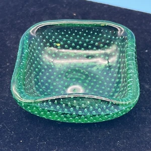 Vintage Murano Emerald Green Glass  Bow  Bullicante Controlled Bubble - Picture 1 of 12