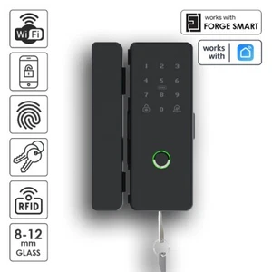 Biometric Frameless Glass Office Door Friction Fit Smart Lock G2 | Physical Key, - Picture 1 of 6