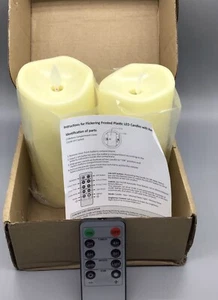 (2) 6 Inch Flameless Candles, with Remote, Tested Works - Picture 1 of 3