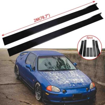 78.7" Side Skirts Extension Rocker Panels Lip For Honda Civic Del Sol 1993-1997 - Image 1 of 4