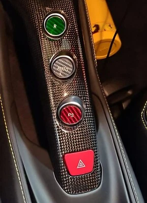 Fits Ferrari 488 GTB PISTA 16-20 F1 Gear Button in Tri Colors Carbon Fiber - Image 1 of 4