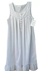 New Eileen West Maxi Nightgown Small Sleeveless Cotton White Lace Ruffle Buttons - Picture 1 of 11
