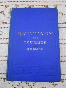 Antique C.B. Black Travel Guide Book for Brittany and Touraine w/ maps & plans - Bild 1 von 10