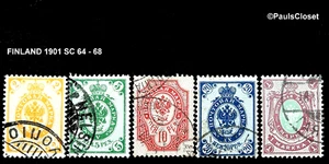 FINNLAND 1901 SC 64-68 WAPPEN RUSSLANDS 2p-1m GEBRAUCHT KEIN GUMMI FEIN/SEHR FEIN - Bild 1 von 2