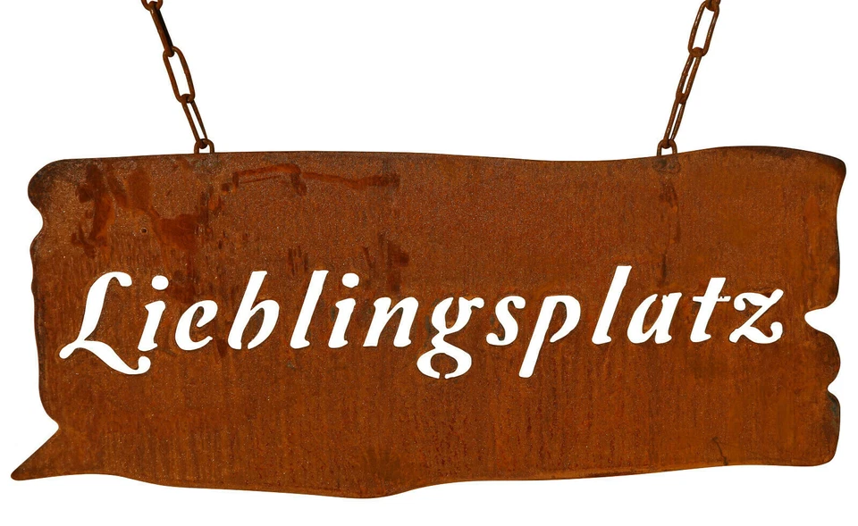 Schild Spruchtafel Gartenschild Edelrost Rost zum hängen Lieblingsplatz - Bild 1 von 1