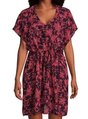 NUEVO Traje de baño Lands' End púrpura manga corta cintura reunida cubierta, talla XL-XXL Foto 1 de 4