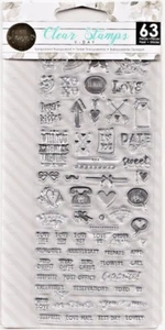 My Prima Planner V-DAY Clear Stamps 63pc Valentine Love Tags Journal Scrapbook  - Picture 1 of 2