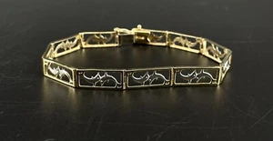 14KT Yellow & White Gold Dolphin Link Bracelet – Approx. 8" - 12.08g - Picture 1 of 10