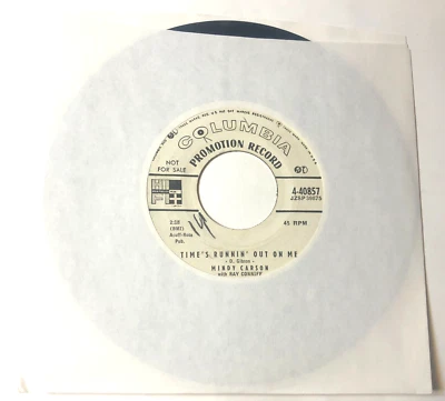 Mindy Carson 7" Record 45 Wl Promo Time's Runnin Out Of Me / Please Take Back Yo Foto 1 de 4