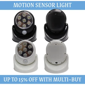 Motion Sensor Security Light 7 LEDs Outdoor Garden Lamp 360° Battery Operated - Picture 1 of 23