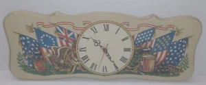 "Reloj de pared patriótico de Estados Unidos vintage 1967, Yorkraft, madera maciza 27""" - Imagen 1 de 15
