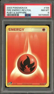 Pokemon Fire Energy EX Ruby & Sapphire Reverse Holo #108 PSA 8 - Image 1 of 2