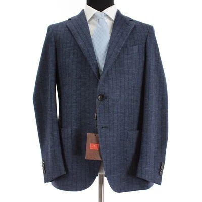Etro NWT Sport Coat Size 52 US 42 in Blue Melange w/ Stripes Cotton/Wool Blend - Image 1 of 4