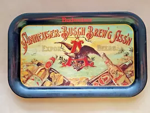 VINTAGE 87 ANHEUSER BUSCH VASSOIO DA PORTATA IN LATTA BIRRA ORIGINALE BUDWEISER ARREDAMENTO UOMO-GROTTA - Foto 1 di 10