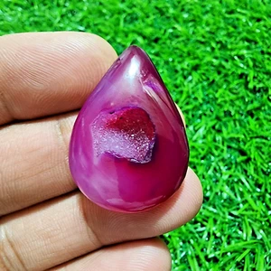 Wonderful A+ Pink Window Druzy Agate 38.30 Carat Pear Shape Gemstone For Jewelry - Picture 1 of 7