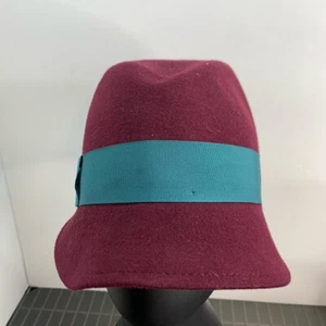 Nordstrom Maroon Teal Italian Felt Wool Fedora Hat Women's One Size - Picture 1 of 6