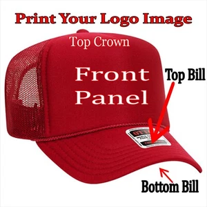 RED Trucker Hat Custom Printing Personalized Names Images Logos Pics - Picture 1 of 2