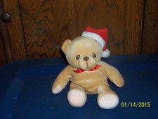 1999 Cherished Teddies Christmas Bear With Santa Hat Plush Bean Bag