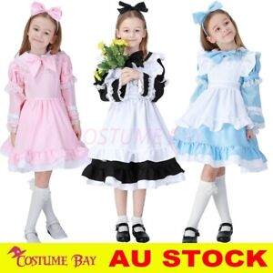 Kids Girl Alice In Wonderland Costume Book Week Fairytale Oktoberfest Maid Dress