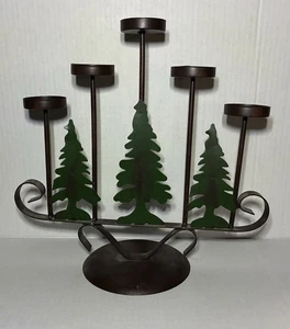 Schmiedeeisen Kerzenständer (5 Kerzen oder Teelichter) Landhaus rustikale Bäume 12”x12” - Bild 1 von 5