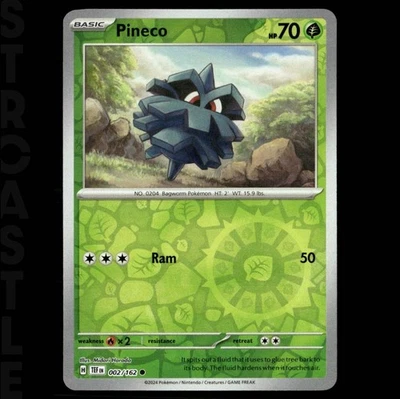 Pineco 002/162 SV05: Temporal Forces - Reverse Holo - Common - Pokémon TCG - Image 1 of 3