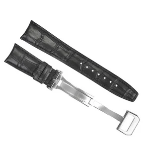 22MM CURVED LEATHER WATCH BAND STRAP FOR IWC PILOT PORTUGUESE + CLASP BLACK TQ - Picture 1 of 5