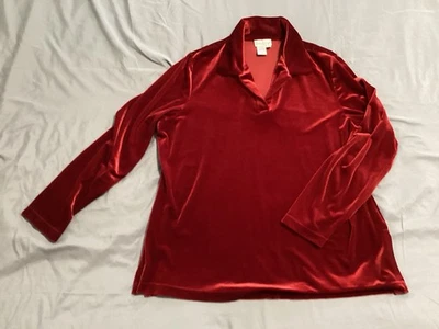Camisa Pullover COLDWATER CREEK Terciopelo Rojo Para Mujer XL USADA EN EXCELENTE ESTADO Foto 1 de 4