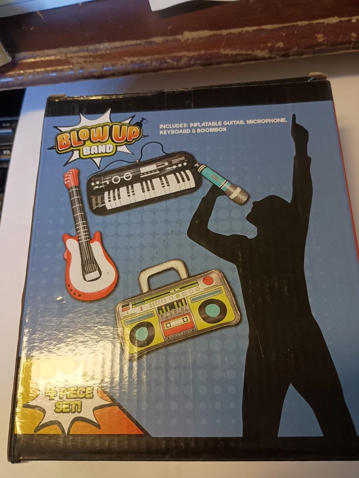 Blow Up Band in a Box Instrumentos Infláveis Teclado de Guitarra Microfone Boom Box B1 - Imagem 1 de 1