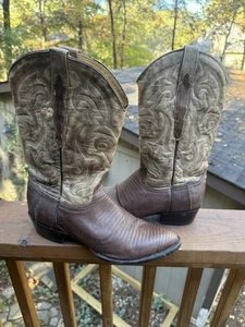Sedona West Teju Lizard Cowboystiefel Herren 9,5 D Cognac Braun Stil 5171 - Bild 1 von 12