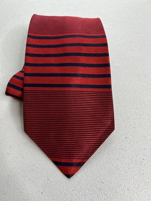 XMI Red and Blue Striped Pattern 100% Silk Handmade Tie NWOT - Image 1 of 4