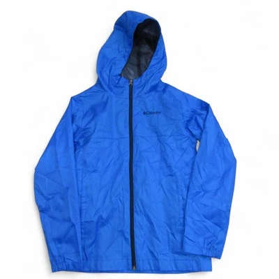 Columbia Boys WIndbreaker Jacket M (10/12) Blue Hooded Zipper Closure Polyester - Image 1 of 4
