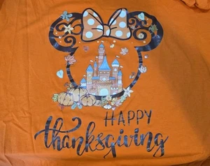 Disney Happy Thanksgiving XXL 2XL Orange Shirt T-Shirt Great Shape Pumpkins - Picture 1 of 3