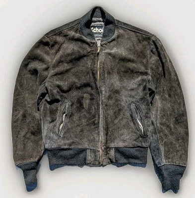 Vintage 80s Mens Schott Thrashed Distressed Suede Bomber Jacket 42 Brown USA - Image 1 of 4