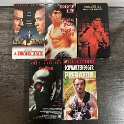 Action Martial Arts 5 VHS Lot Bruce Lee Predator Bronx Tale 13 Monkeys  - Image 1 of 4