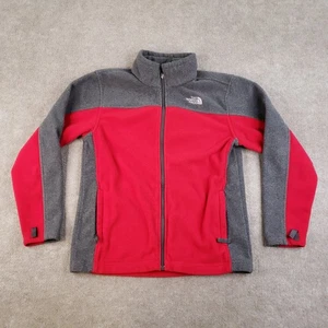 North Face Jacket Boys Large Red Blac Full Zip Fleece Outdoor Youth Kids - Picture 1 of 14
