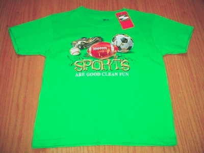 Новый WT хорошо чистый весело Sports зеленый футболка мальчика 4T футбол бейсбол футбол - Изображение 1 из 4