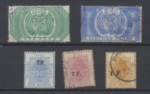 Orange Free State (RSA) 1882-1896 Postal Fiscals 2d;6d;1/-;18d;£5 - Picture 1 of 2