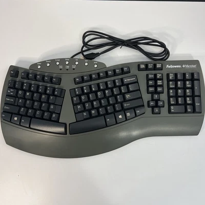 Fellowes Microban KU-9938 Ergonomic Keyboard Split Design USB Wired Gray Thock - Image 1 of 4