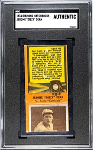 1934 Diamond Matchbooks DIZZY DEAN St. Louis Cardinals SGC AUTHENTIC - Picture 1 of 2