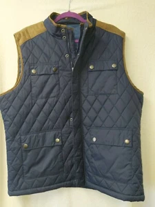 TASSO ELBA Navy Quilted Outerwear Insulated Vest Faux Suede Men's XL~ NWT - Picture 1 of 8