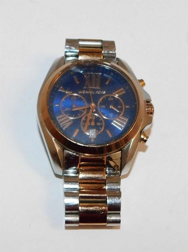 Orologio Michael Kors MK 5606 bicolore oro argento quadrante navy cronografo cinturino a maglie