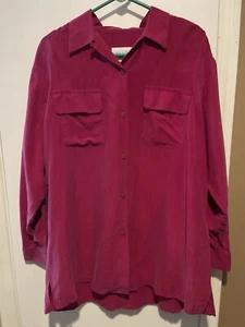 A Pea In The Pod Maternity Blouse Size M Pink Rayon Silky! Top Pockets NWT $98 - Picture 1 of 12